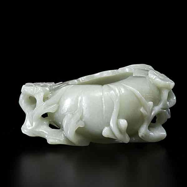 Appraisal: Chinese Celadon Jade Water Coupe Chinese th century A pale