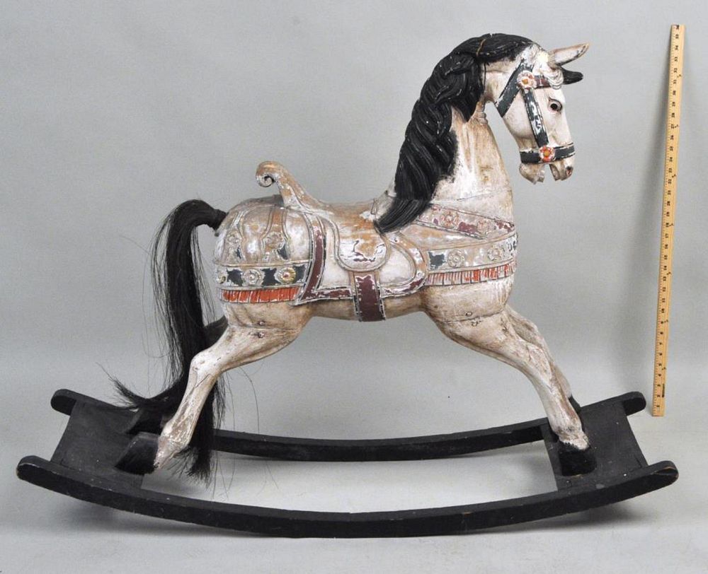 Appraisal: Carved Polychromed Wood Carousel Horse child's size with later rockers