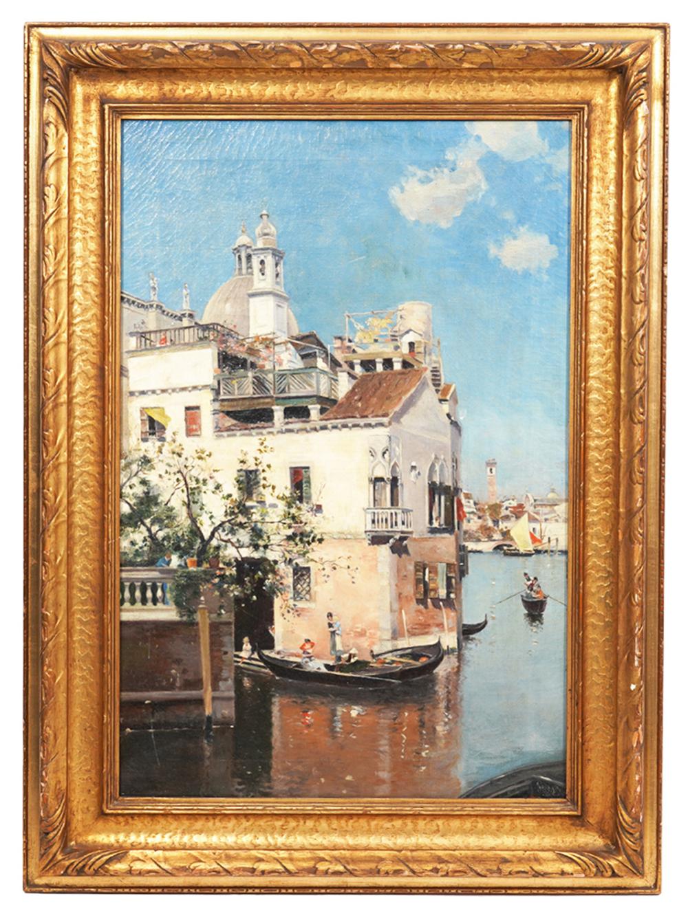 Appraisal: TH C VENICE STYLE PAINTING OIL ON CANVAS th C