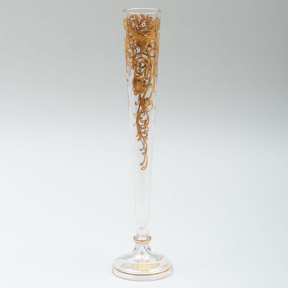 Appraisal: Gilt Glass Vase Possibly Moser in high The Estate of