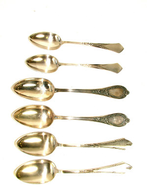 Appraisal: A collection of Latvian white metal spoons comprising six table