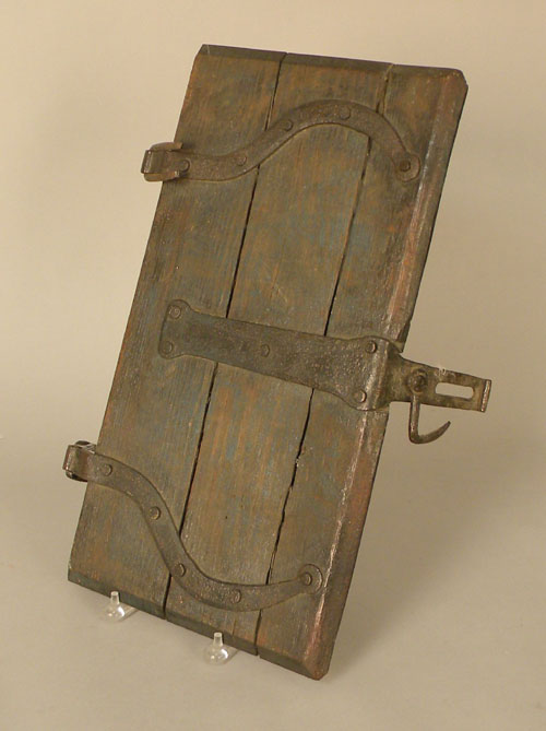 Appraisal: Conestoga wagon box lid with wrought iron hardware ca x