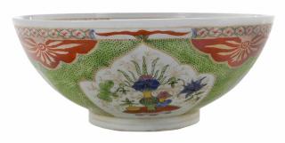 Appraisal: Chinese Porcelain Enameled Punch Bowl th century finely painted in