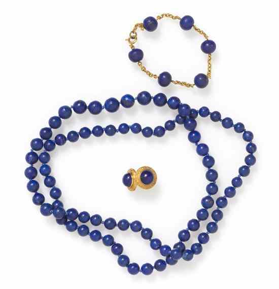 Appraisal: A Collection of Lapis Lazuli Jewelry consisting of a single