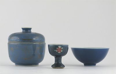 Appraisal: A Chinese bowl decorated with a monochrome blue glaze six