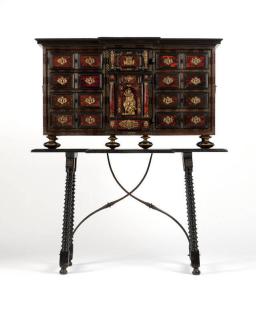 Appraisal: A Spanish Baroque style ebonized vargueno stand The vargueno late