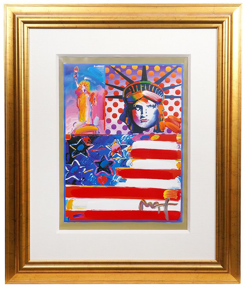 Appraisal: Peter Max 'God Bless America II' Mixed Media Peter Max