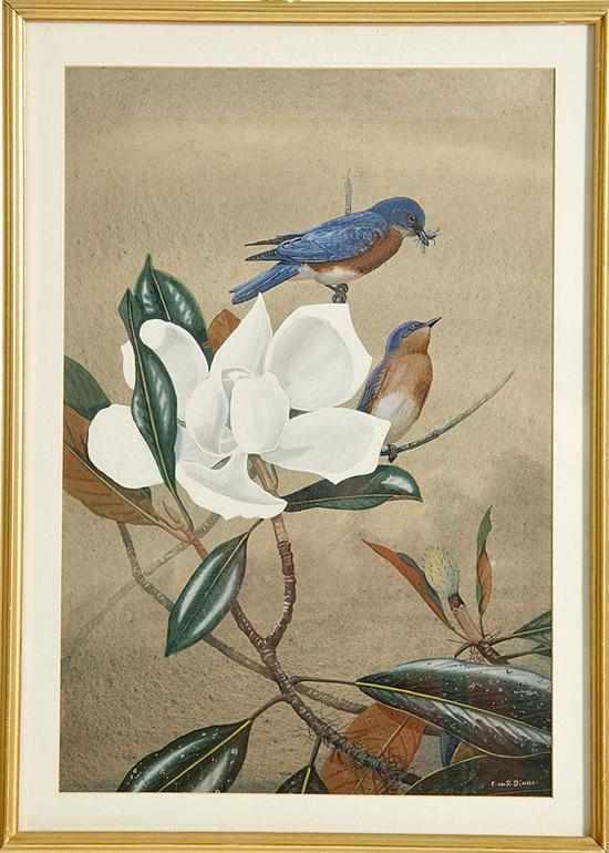 Appraisal: Edward Von Siebold Dingle South Carolina - BLUEBIRD AND MAGNOLIA