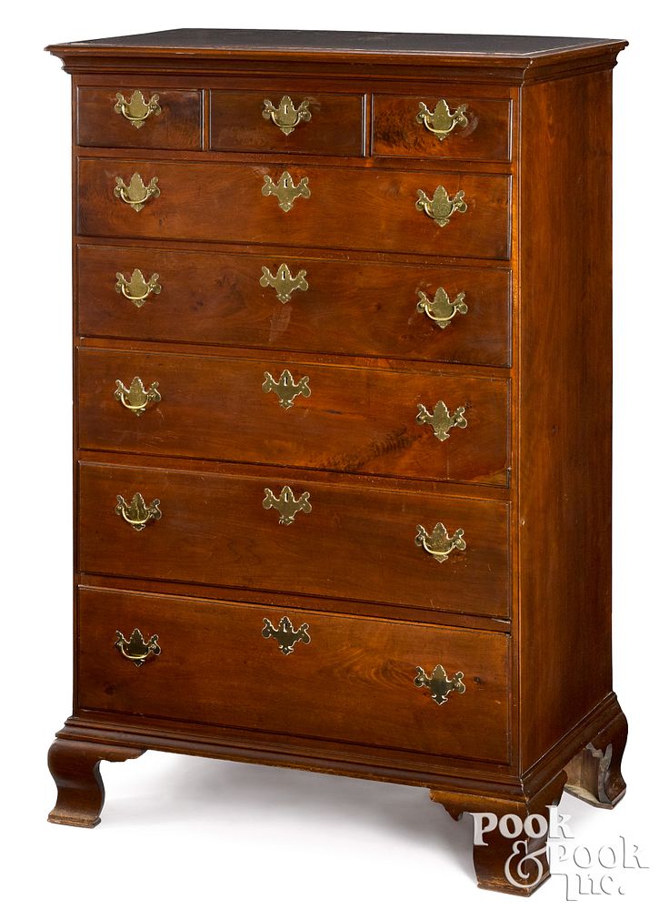 Appraisal: Pennsylvania Chippendale walnut tall chest Pennsylvania Chippendale walnut tall chest