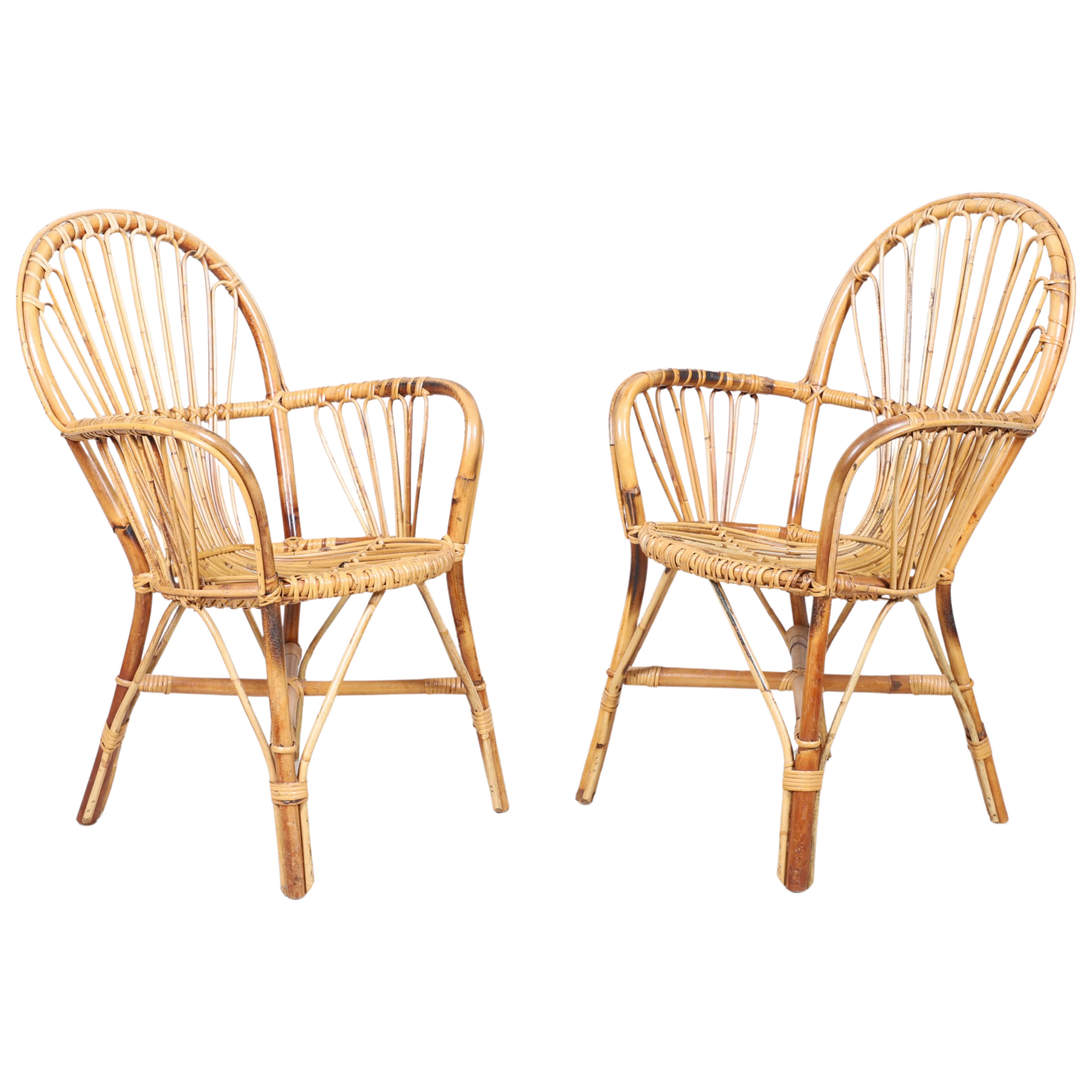 Appraisal: Pair Bamboo and Rattan armchairs h x w x d