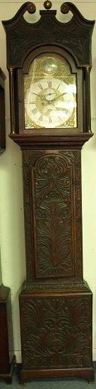 Appraisal: A late th Century oak longcase eight-day clock the hood