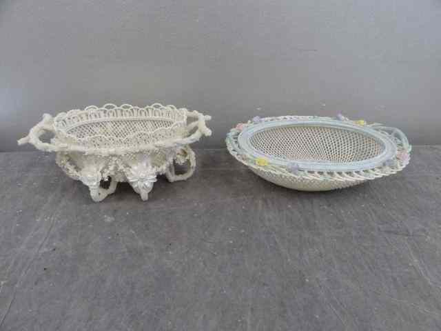 Appraisal: Belleek Reticulated Baskets - Rathmore Covered Covered basket - lid