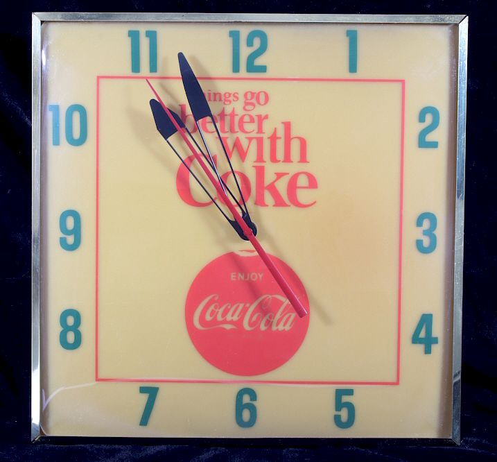 Appraisal: Vintage Coca-Cola Lighted Advertising Clock This lot contains a vintage