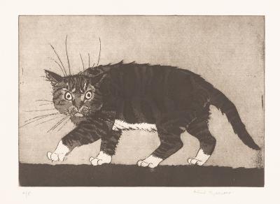 Appraisal: Astrid Zydower British - Black Cat artist's proof etching and