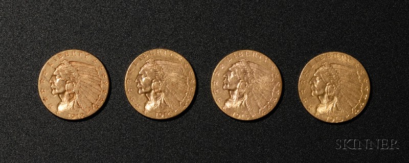 Appraisal: Four United States Indian Head Quarter Eagle Two and One