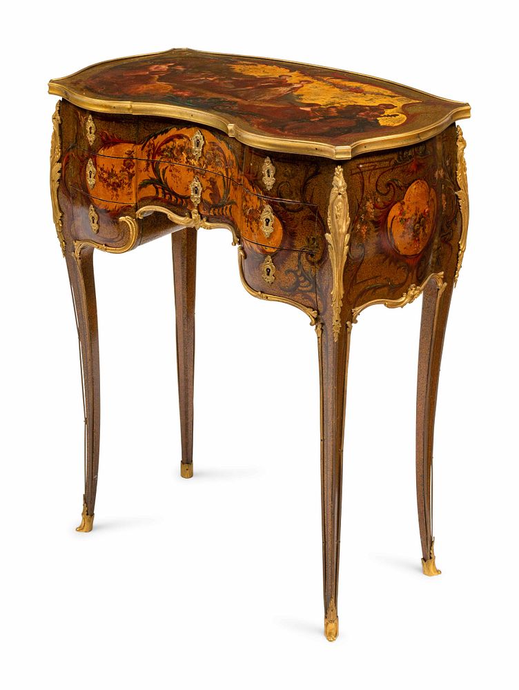 Appraisal: A Louis XV Style Gilt Bronze Mounted Vernis Martin Dressing