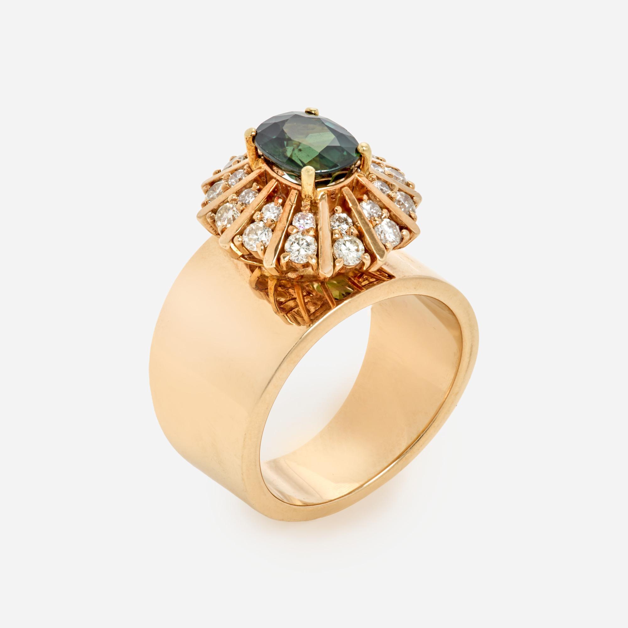 Appraisal: CT TOURMALINE AND DIAMOND RING IN K SZ A k