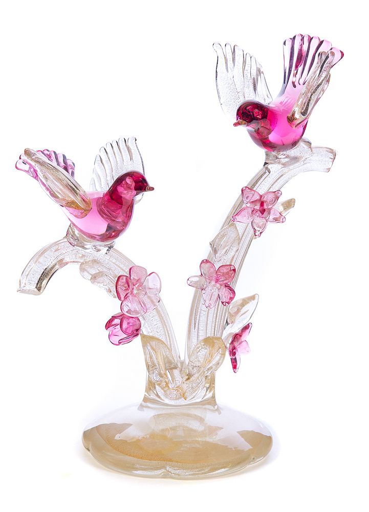 Appraisal: Venetian Murano Glass Bird Sculpture Venetian Cranberry Bird Murano