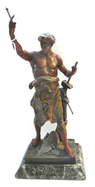 Appraisal: A French painted spelter figure th century 'Le Rameau Du