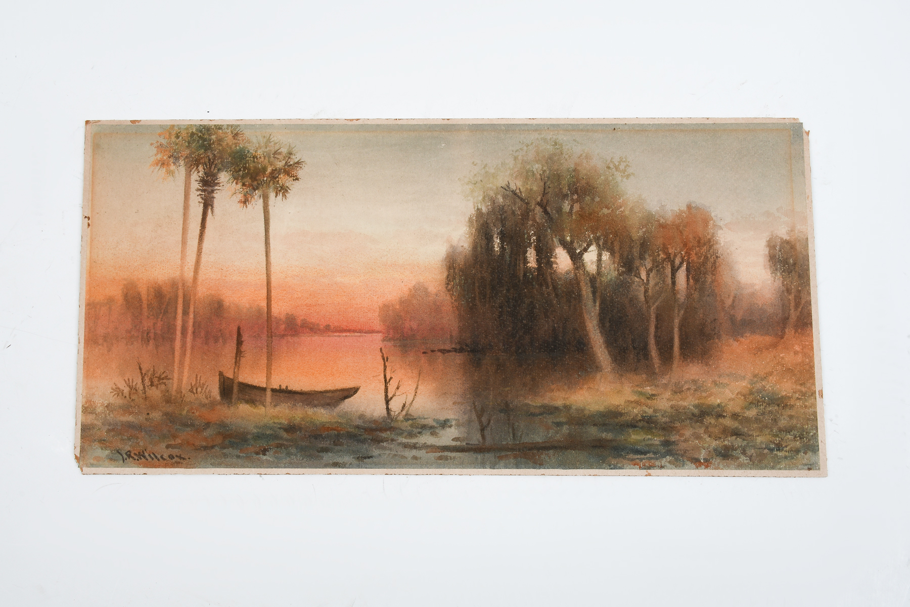 Appraisal: WILCOX James Ralph - Canadian Tomoka River Sunset Florida Watercolor