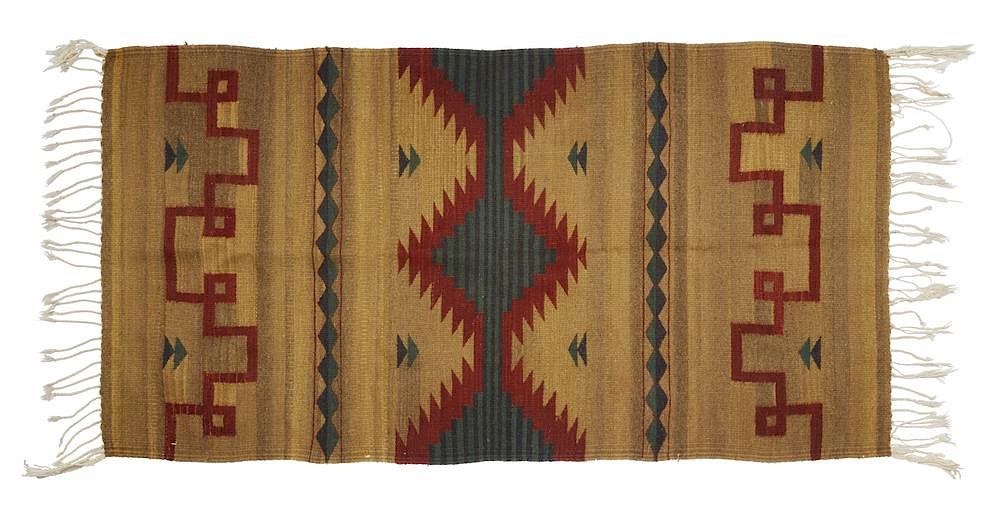 Appraisal: Navajo Blanket Navajo blanket with blue black burgundy and brown