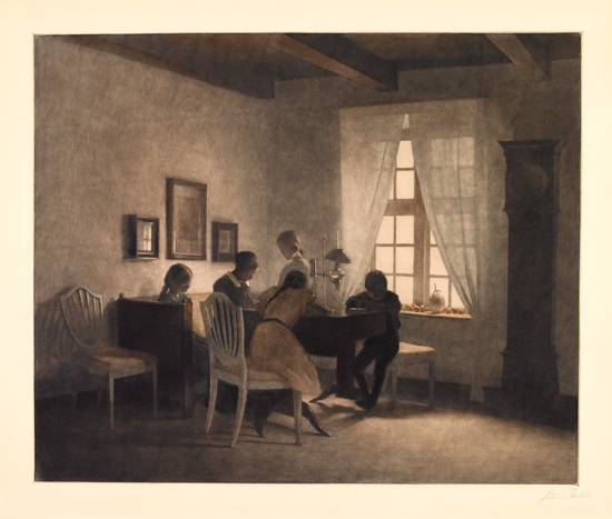 Appraisal: PETER ILSTED Rainy Day Color mezzotint on Chine coll circa