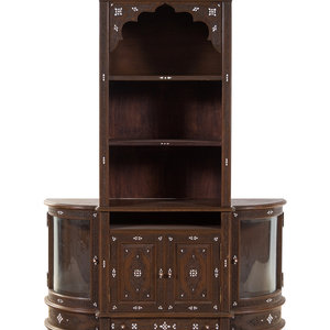 Appraisal: A Syrian Mother-of-Pearl Inlaid and Carved Walnut Bookcase th Century