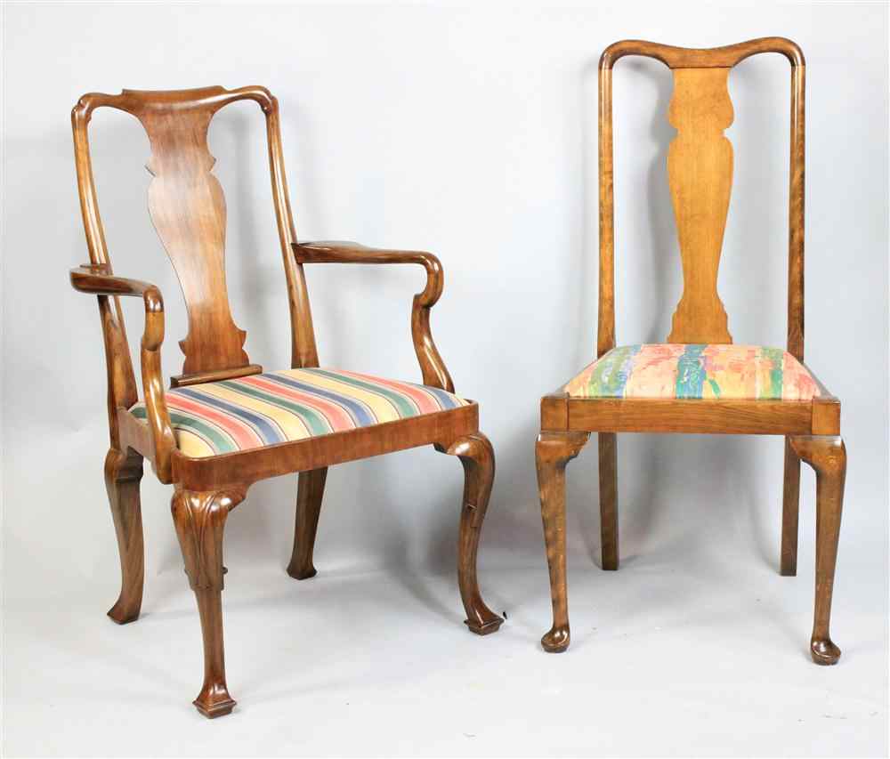 Appraisal: TWO QUEEN ANNE STYLE CHAIRS the first a side chair