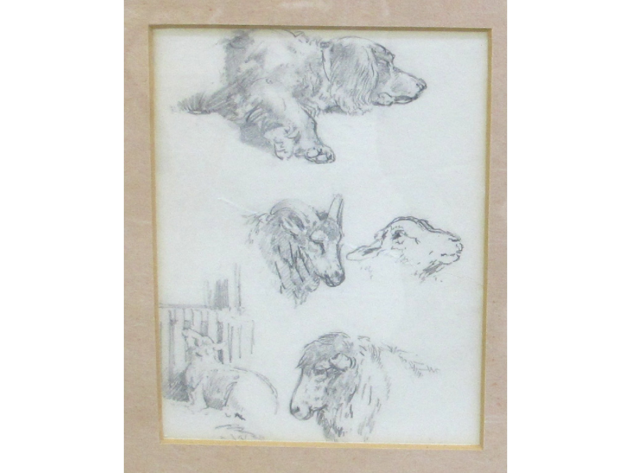 Appraisal: WILLIAM WOODHOUSE Sheep and dog studies pencil