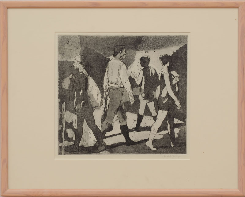 Appraisal: ISABEL BISHOP - YOUNG PEOPLE OUTDOORS Aquatint in black on