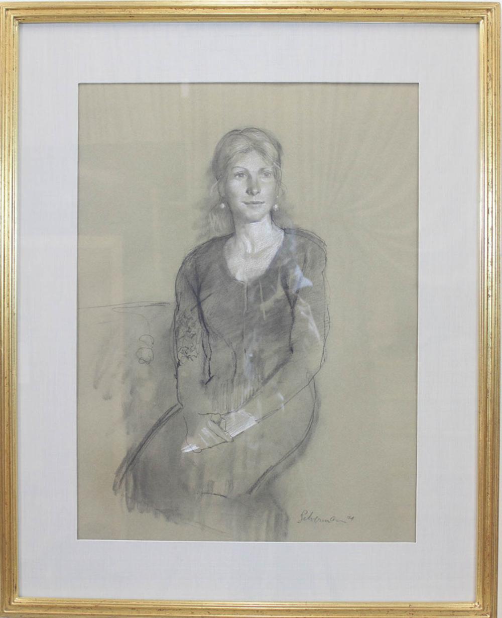 Appraisal: BURTON SILVERMAN New York born charcoal on paper portrait of