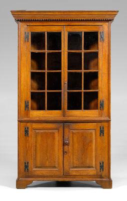 Appraisal: North Carolina Chippendale corner cupboard single case with rosehead nail