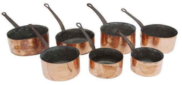 Appraisal: lot of French copper graduated saucepans th th c each