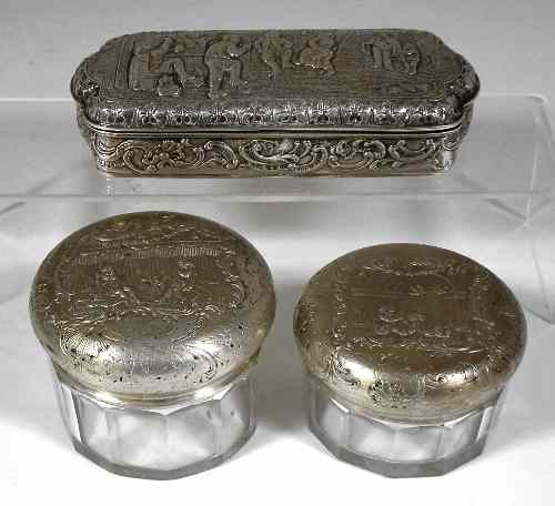 Appraisal: A th Century Continental silver table snuff or tobacco box