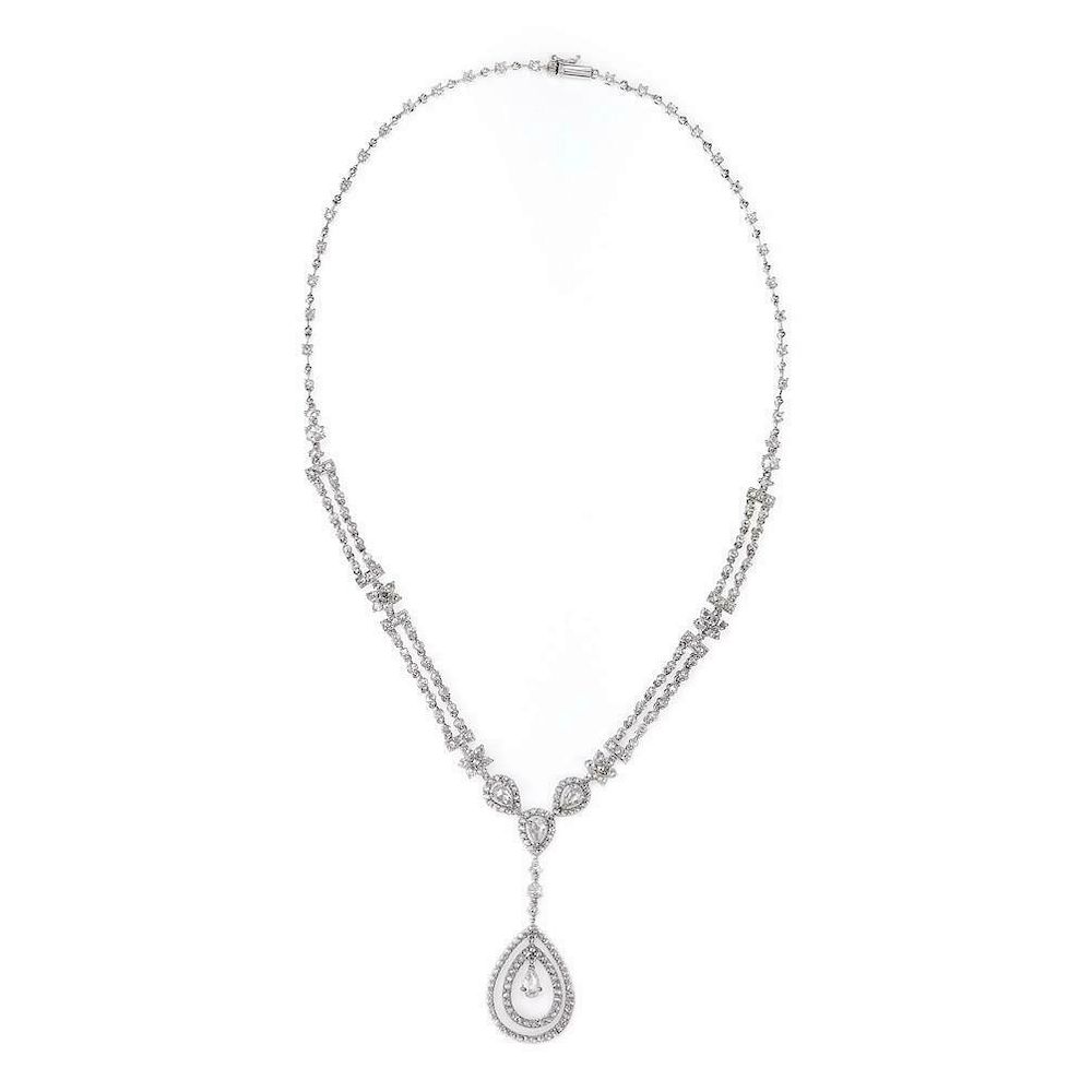 Appraisal: ct Diamond Tear Drop Necklace in k White Gold Caratt