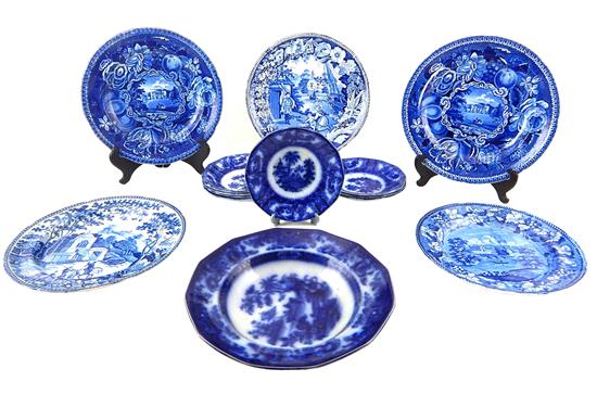 Appraisal: Fourteen English blue and white dishes eight W Adams Co