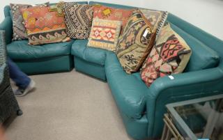 Appraisal: O Henry House leather three piece sectional corner to corner