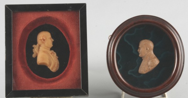 Appraisal: Lot of three One profile portrait of Napoleon Bonaparte wax