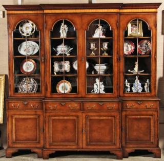 Appraisal: GEORGIAN DESIGNED WALNUT BREAKFRONT BOOKCASE HAVING DOME FORMED ASTRIGAL PANEL