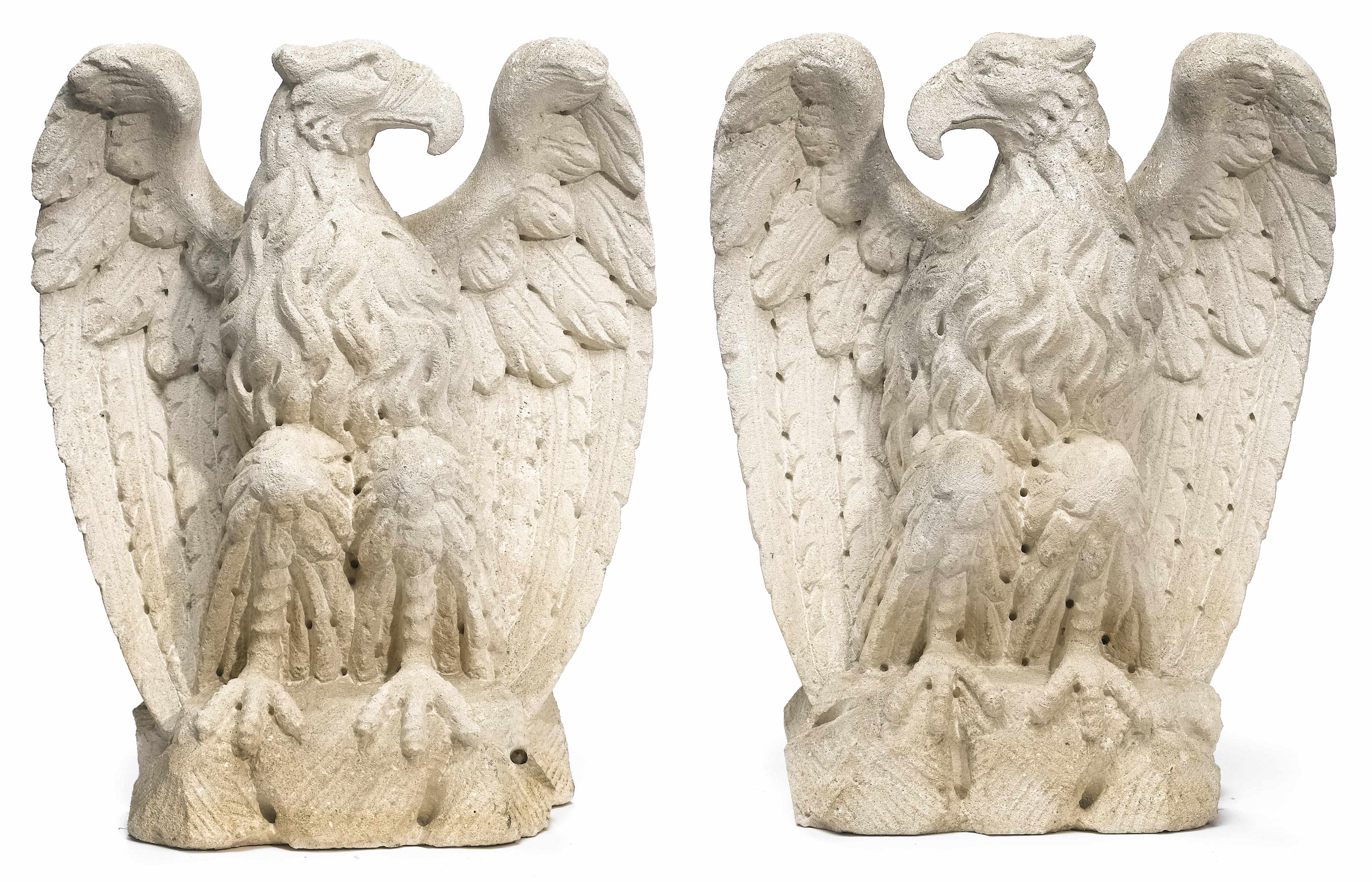 Appraisal: A pair of carved vicenza stone figures of eagles late