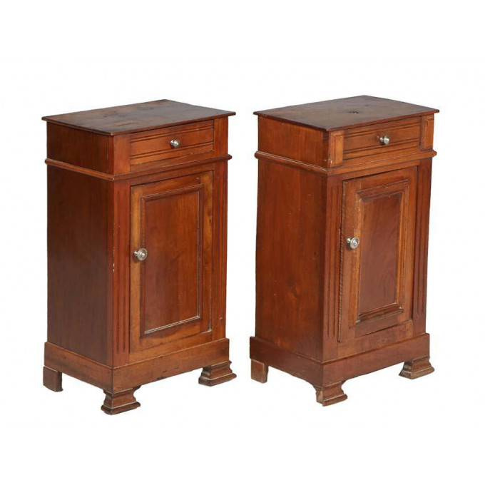 Appraisal: Pair of French Provincial Carved Walnut Louis Philippe Nightstands th