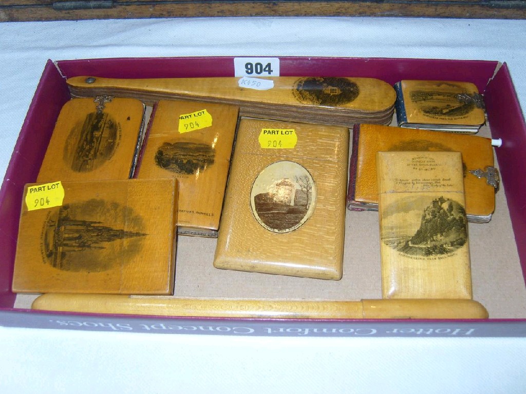 Appraisal: A collection of ten Scottish related Mauchline ware comprising a