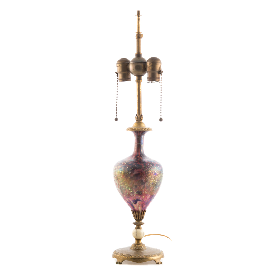 Appraisal: American bronze and opalescent glass lamp first quarter- th century