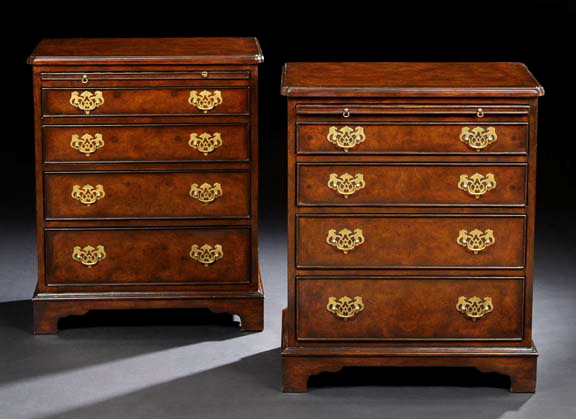 Appraisal: Pair of George III-Style Mahogany Bachelor's Chests the rectangular top