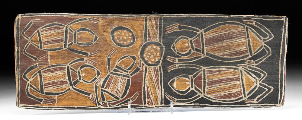 Appraisal: Australian Aboriginal Bark Painting by Bob Bilinyarro Bob Bilinyarra Wulaki