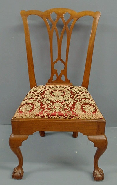 Appraisal: Philadelphia Chippendale mahogany side chair c with a pierced Gothic