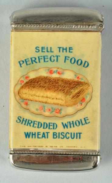 Appraisal: Shredded Whole Wheat Biscuit Match Safe Description Unusual piece with