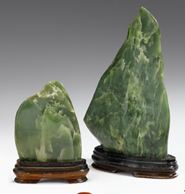 Appraisal: Two Chinese jade scholars' rocks The tallest of full tip