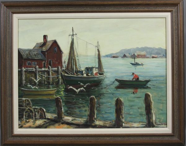 Appraisal: John F Enser - Man in a Boat Motif Rockport