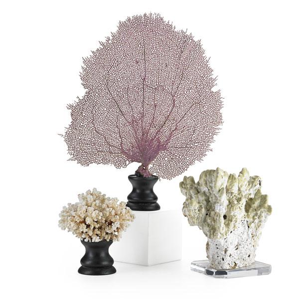 Appraisal: THREE SIMULATED CORAL SPECIMENS Two simulated specimens mounted on ebonized